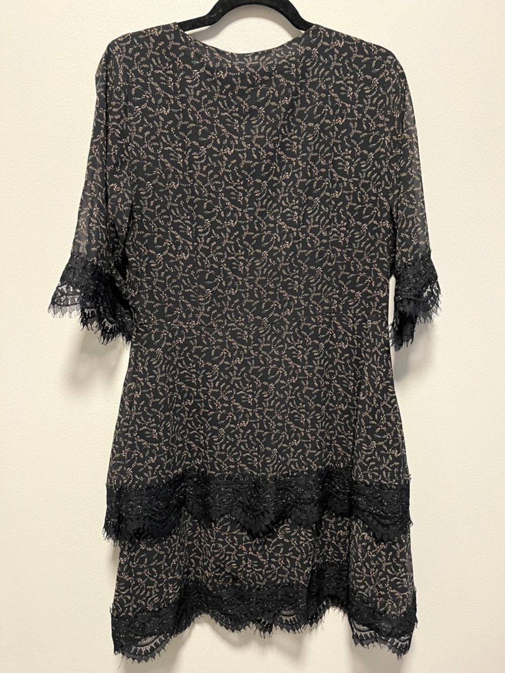 DISTURBIA Black Floral Lace Trim Mini Dress, Size 10 - Picture 6 of 7